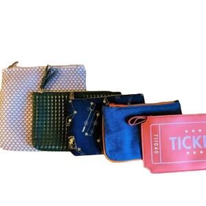 IPSY Set Of 5 Ticket Jean Constellation Studded Net Cosmetic Makeup Bags Storage